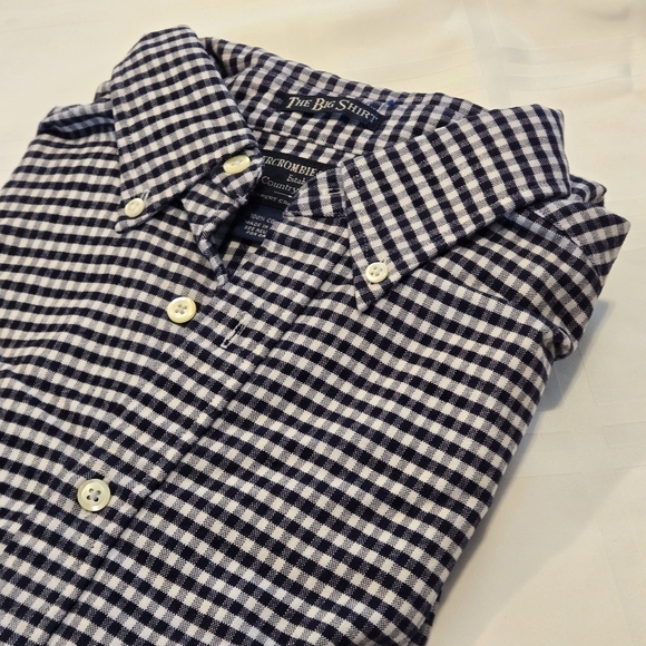 Abercrombie & Fitch "The Big Shirt: Hi-Low Hem Houndstooth pattern Men size L - Picture 11 of 12